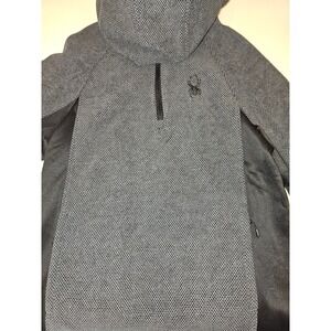 Spyder Mens Polar Half Zip Hoodie Gray Black Textured Knit Pullover SPFFD183-069
